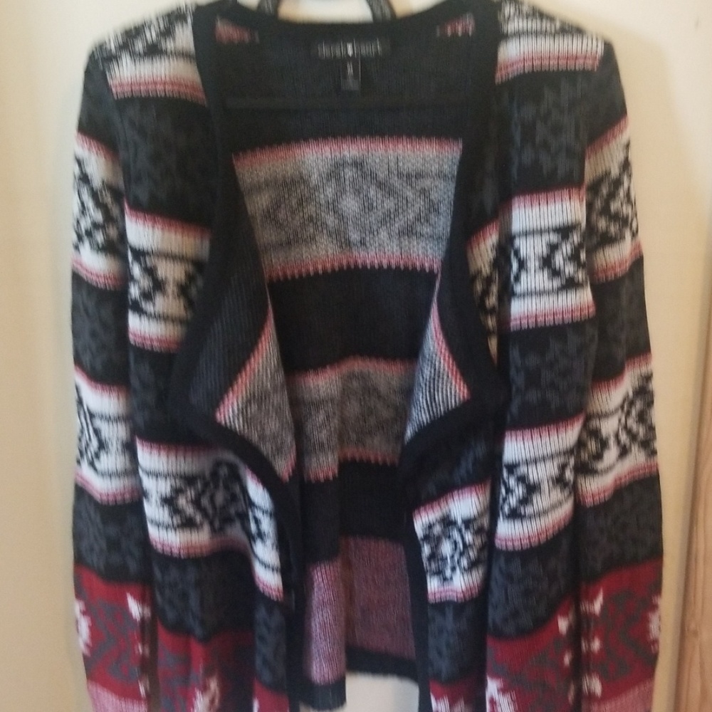 Red and black cardigan